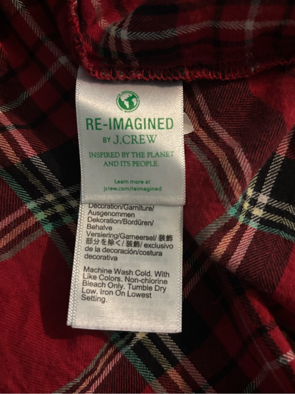 J Crew Womens XXL Red Black Tartan Plaid Flannel Ruffle Collar Popover Top - Picture 6 of 9